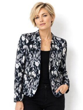Helene London Textured Abstract Print Blazer